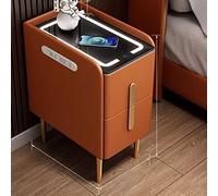 Table de chevet moderne noire avec station de charge sans fil et lumières LED Table d'appoint à 2 tiroirs pour chambre à coucher et salon - Table d'appoint élégante avec ports USB