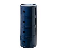 Table de chevet moderne nordique avec tiroirs et porte coulissante - Table de chevet ronde en plastique à 2/3/4 niveaux pour chambre à coucher, commode bleue élégante (taille : 32 x 76 cm)