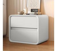 Table De Chevet Moderne Revêtue De Cuir Microfibre avec 2 Tiroirs en Bois Massif, Table De Chevet Polyvalente pour Chambre, Salon Et Dortoir Pure White 45 cm/18 in