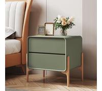 Table de chevet moderne verte avec 2 tiroirs - Table de chevet élégante à base haute pour chambre à coucher, capacité de charge stable, mobilier contemporain 40 x 40 x 50 cm