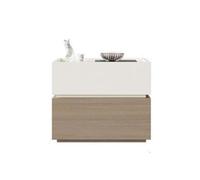 Table de chevet modulaire avec 2 tiroirs et design en bois bicolore - Meuble de rangement cube polyvalent pour le salon