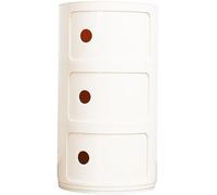 Table de chevet modulaire ronde avec tiroirs, porte coulissante empilable, meuble de rangement pour salon/salle de bain (beige, 2 niveaux)