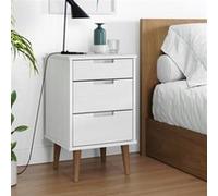 vidaXL Table de chevet MOLDE Blanc 40x35x65 cm Bois de pin massif