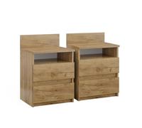 Vicco Table de chevet "Monty", Chêne doré 39.6 x 59.1 cm | Lot de 2, pour le rangement des objets du quotidien dans la chambre à coucher