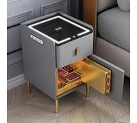Table de chevet multifonction avec coffre-fort invisible, chargement sans fil, lumières LED et port USB, table d'appoint intelligente pour chambre à coucher, salon, bureau