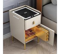 Table de chevet multifonction avec coffre-fort invisible, station de charge sans fil, lumières LED, chargement USB, table d'appoint intelligente pour chambre, salon, bureau
