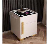 Table de chevet multifonction avec coffre-fort invisible, table de chevet avec station de charge sans fil, table d'appoint avec lumières LED et chargement USB, table d'appoint intelligente pour