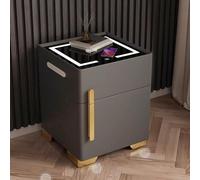 Table de chevet multifonction avec coffre-fort invisible, table de chevet avec station de charge sans fil, table d'appoint avec lumières LED et chargement USB, table d'appoint intelligente pour