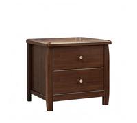 Table de chevet multifonction en bois massif à 2 tiroirs avec coins arrondis et glissières lisses pour chambre à coucher ou salon