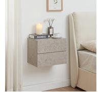 [en.casa] Table de Chevet Flottante Armoire Murale avec 2 Tiroirs Meuble Suspendu Table de Nuit Rangement Pratique Panneau de Particules Chambre Entrée Salon 40 x 29 x 30 cm Effet Béton Clair