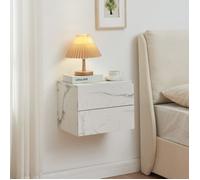 Table de chevet murale Ampfing avec 2 tiroirs 40 x 29 x 30 cm effet marbre, blanc