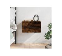 vidaXL Table de chevet murale avec rangement Chêne fumé 35x35x20 cm