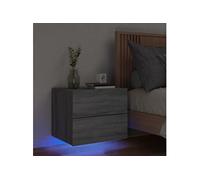 Vidaxl Table De Chevet Murale Avec Lumières Led Sonoma Gris Gris