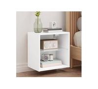 vidaXL Table de chevet murale avec lumières LED blanc 837064