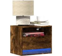 Table de chevet murale avec lumières LED chêne fumé chêne fumé G