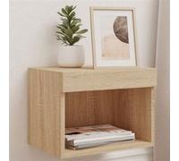 Table de chevet murale avec lumières LED chêne sonoma