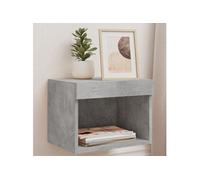 Table de chevet murale avec lumières LED gris béton