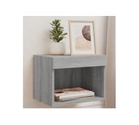 Table de chevet murale avec lumières LED sonoma gris