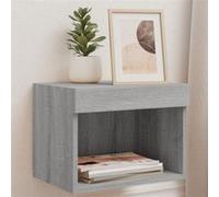 Vidaxl Table De Chevet Murale Avec Lumières Led Sonoma Gris Gris