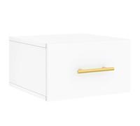 Table de Chevet Murale Blanche 35x35x20 cm en Bois d'Ingénierie | Meuble suspendu mural, rangement armoire latérale, plateau pour déco, bois d'ingénierie résistant, fixation murale facile