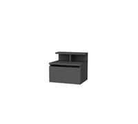 Table de chevet murale en bois Alice 1 porte 2 étagères 40x32x35 cm Gris anthracite