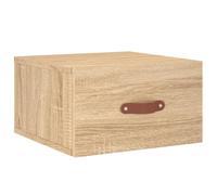 Table de Chevet Murale en Bois d'Ingénierie Dub Sonoma 35 x 35 x 20 cm | Meuble suspendu compact, rangement intégré, plateau décoratif, finition sonoma, résistance humidité