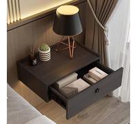 Table de chevet murale moderne, table chevet avec éclairage LED à capteur et tiroir, table nuit suspendue en bois avec serrure à empreinte digitale, mobilier chambre minimaliste(60*40*18cm)
