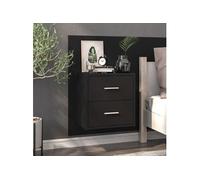vidaXL Table de chevet murale Noir Bois d'ingénierie