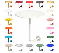 Table de Chevet Murale Ronde en Acier au Carbone avec Un Support Soudé | Étagère de Lit pour Téléphone et Lunettes, Ligne Élégante et Sol Accessible pour Faciliter le Ménage(White,11.8in)