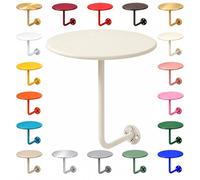 Table de Chevet Murale Ronde en Acier au Carbone avec Un Support Soudé | Étagère de Lit pour Téléphone et Lunettes, Ligne Élégante et Sol Accessible pour Faciliter le Ménage(Ivory,15.7in)