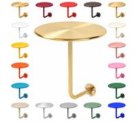 Table de Chevet Murale Ronde en Acier au Carbone avec Un Support Soudé | Étagère de Lit pour Téléphone et Lunettes, Ligne Élégante et Sol Accessible pour Faciliter le Ménage(Bright Gold,17.7in)