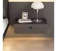 Table de chevet murale, table de chevet flottante avec tiroir, éclairage LED à capteur et serrure à empreinte digitale, table d'appoint de style campagnard pour chambre à coucher(60*40*18cm)