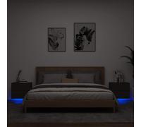 Table de Chevet Murales et Lumières LED Armoire de Nuit Chambre à Coucher vidaXL