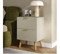 Table de chevet Nand avec 2 tiroirs 55 x 40 x 30 cm beige sable