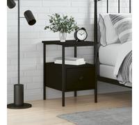 Table De Chevet Noire 34 × 36 × 50 Cm Avec Pieds Réglables Et Table D'appoint De Rangement Marron
