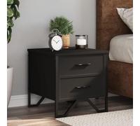 Table de chevet noire 40 x 41 x 40 cm, table d'appoint avec 2 tiroirs pour chambre à coucher, table de chevet stable en bois dérivé du bois, console de chevet moderne, support de nuit élégant