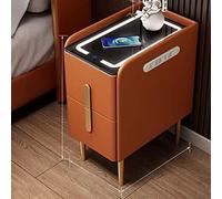 Table de chevet noire moderne avec station de charge sans fil et lumières LED Table d'appoint à 2 tiroirs pour chambre à coucher et salon Table d'appoint élégante avec ports USB (couleur : D)
