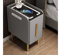 Table de chevet noire moderne avec station de charge sans fil et lumières LED Table d'appoint à 2 tiroirs pour chambre à coucher et salon Table d'appoint élégante avec ports USB (couleur : C)