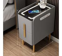 Table de chevet noire moderne avec station de charge sans fil et lumières LED Table de chevet à 2 tiroirs pour chambre à coucher et salon Solution de charge pratique pour vos appareils (couleur :