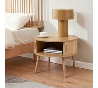 [en.casa] Table de Chevet Nordkapp II avec 2 Portes Coulissantes Compartiment de Rangement Design Scandinave Intemporel Table d'Appoint Pratique Bambou 45 x 60 cm Naturel
