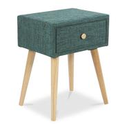 Table De Chevet Avec Tiroir En Tissu Turquoise