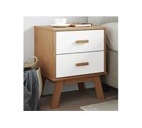 vidaXL Table de chevet OLDEN blanc et marron bois de pin solide 358584 Blanc G