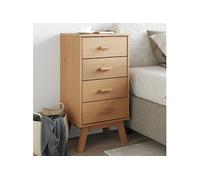 vidaXL Table de chevet OLDEN – Bois de pin solide, moderne, rangement, pieds – Marron 358585