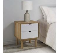 Table de chevet OTTA marron et blanc 45x39x57cm bois pin massif Marron et blanc G