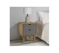 Table de Chevet Marron Gris 45x39x57 cm Bois Pin Solide Table de Nuit vidaXL