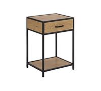 Toilinux - Table de chevet ou d'appoint 1 étagère et un tiroir en MDF et métal - Marron et Noir - Sireine Marron