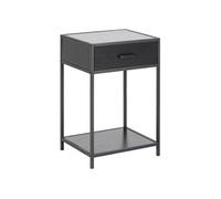 Toilinux - Table de chevet ou d'appoint 1 étagère et un tiroir en MDF et métal - Noir - Sireine Noir