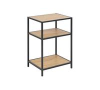 Toilinux - Table de chevet ou d'appoint 2 étagères en MDF et métal - Beige et Noir - Sireine Beige