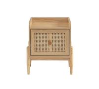 BAÏTA Table de Chevet Enfant Pablo Effet chêne et cannage rotin