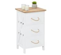 IDIMEX Table de Chevet Perugia Table de Nuit 3 tiroirs en Bois de Paulownia Style Shabby Chic Vintage Rustique campagnard Blanc